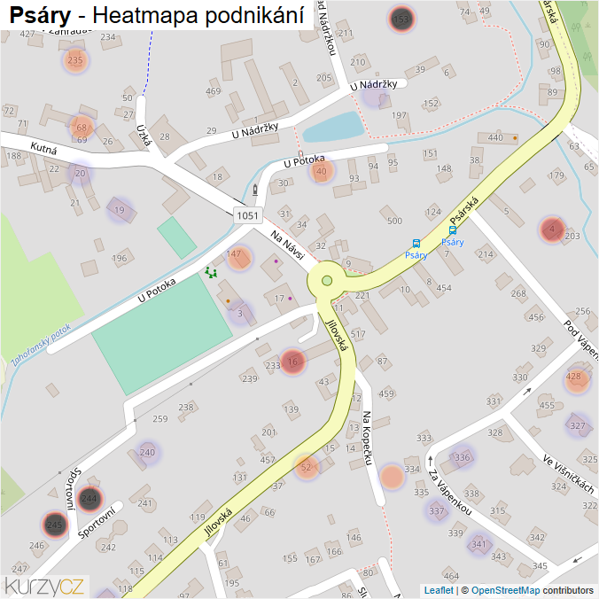 Mapa Psáry - Firmy v obci.