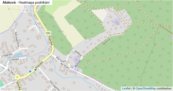 Akátová - mapa podnikání