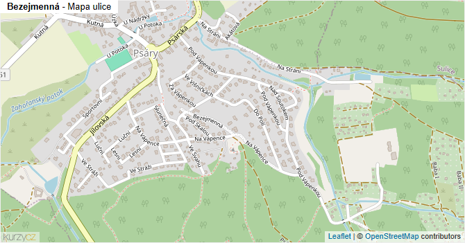 Bezejmenná - mapa ulice