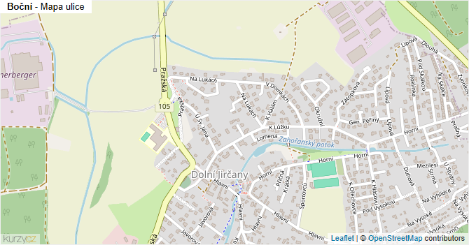 Boční - mapa ulice