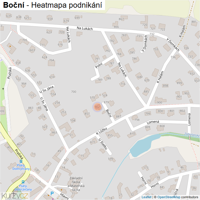 Mapa Boční - Firmy v ulici.