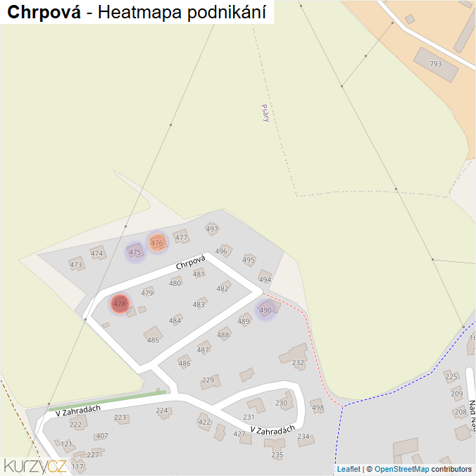 Mapa Chrpová - Firmy v ulici.