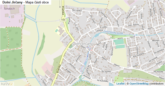 Dolní Jirčany - mapa části obce