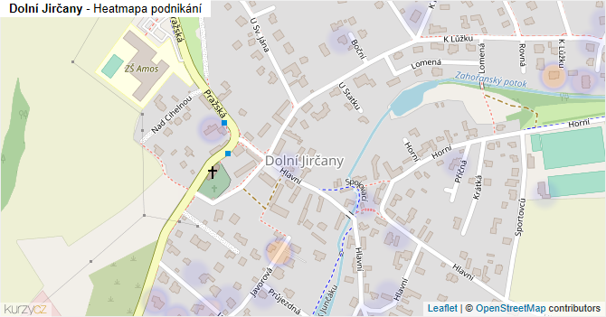 Dolní Jirčany - mapa podnikání