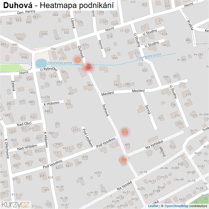 Mapa Duhová - Firmy v ulici.