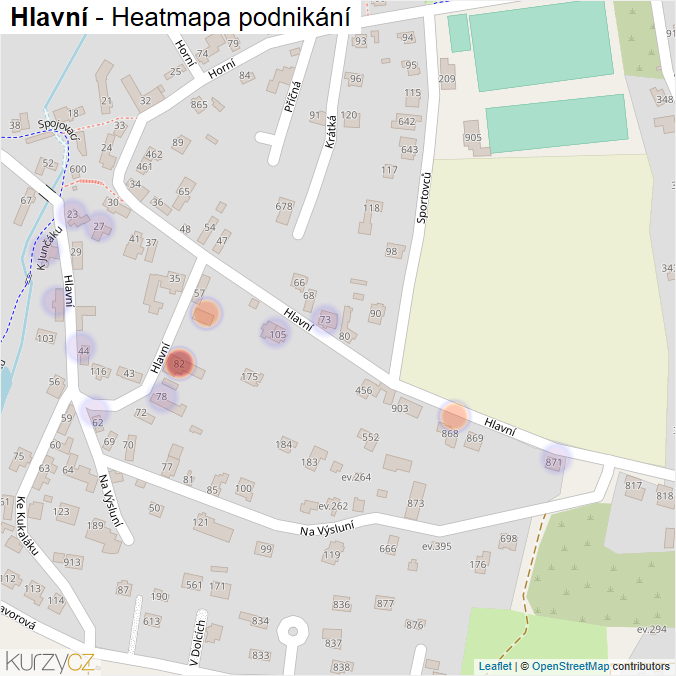 Mapa Hlavní - Firmy v ulici.