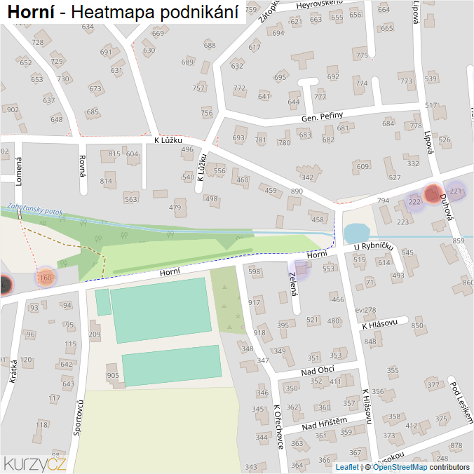 Mapa Horní - Firmy v ulici.