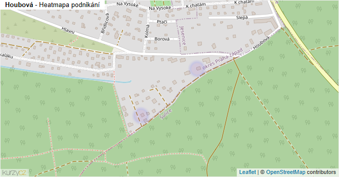 Houbová - mapa podnikání