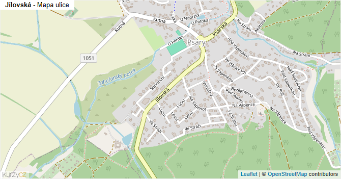 Jílovská - mapa ulice