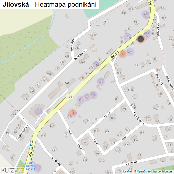 Mapa Jílovská - Firmy v ulici.