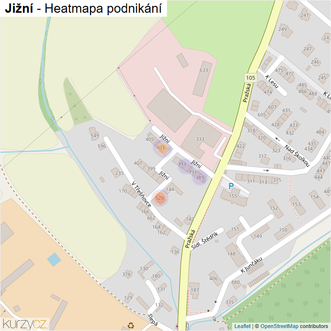 Mapa Jižní - Firmy v ulici.