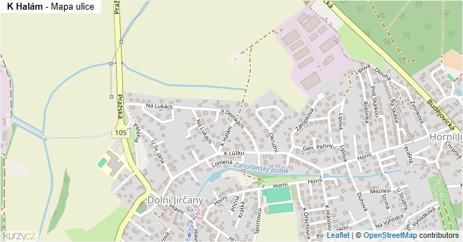 K Halám - mapa ulice