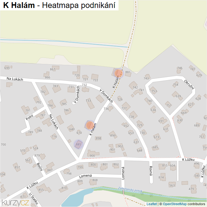 Mapa K Halám - Firmy v ulici.