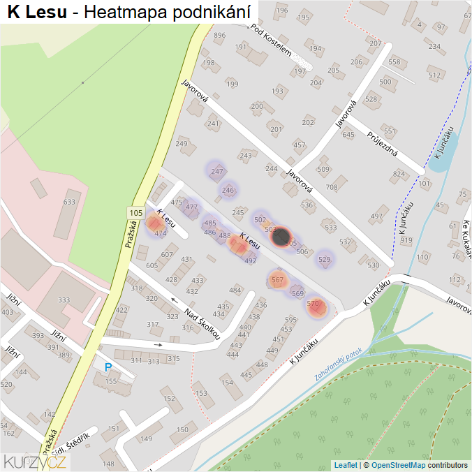 Mapa K Lesu - Firmy v ulici.