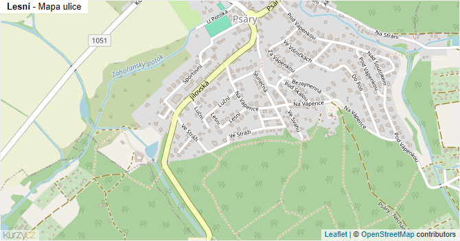 Lesní - mapa ulice