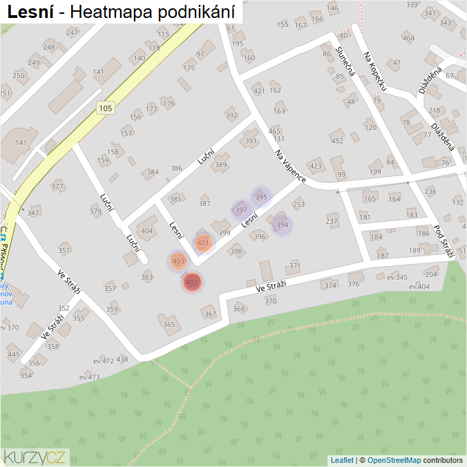 Mapa Lesní - Firmy v ulici.