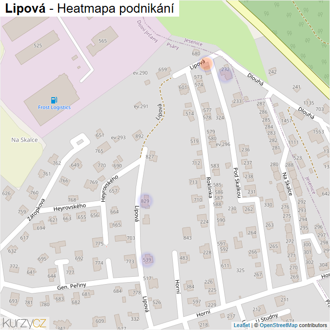 Mapa Lipová - Firmy v ulici.