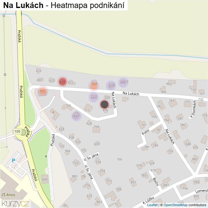 Mapa Na Lukách - Firmy v ulici.