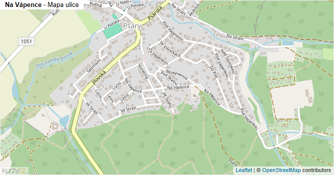 Na Vápence - mapa ulice