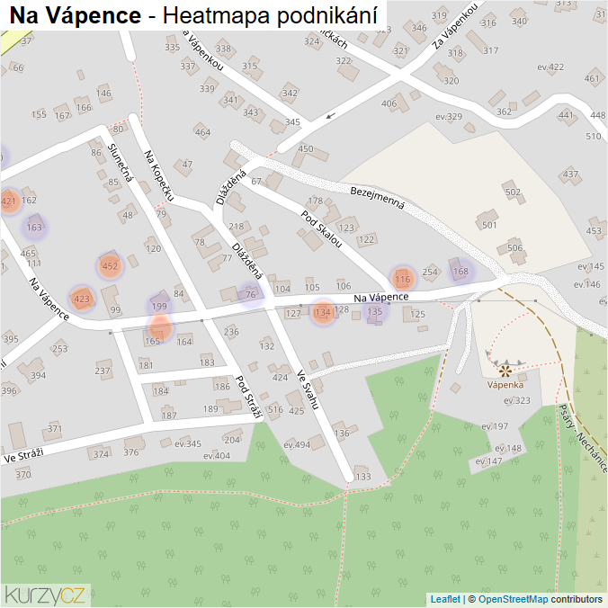 Mapa Na Vápence - Firmy v ulici.