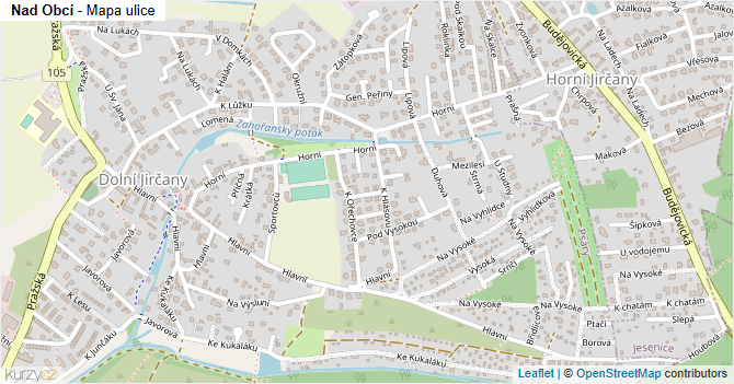 Nad Obcí - mapa ulice