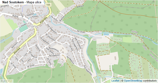 Nad Soutokem - mapa ulice
