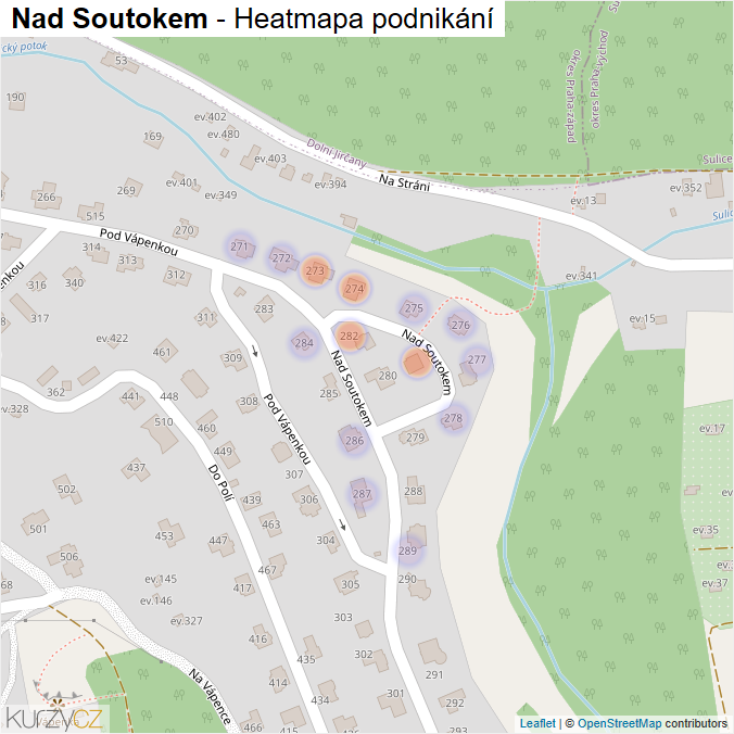 Mapa Nad Soutokem - Firmy v ulici.