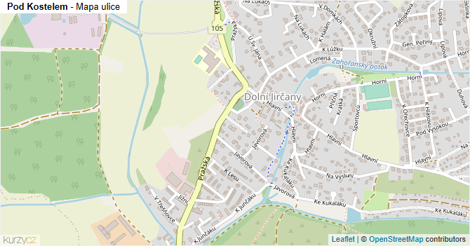 Pod Kostelem - mapa ulice