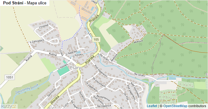 Pod Strání - mapa ulice