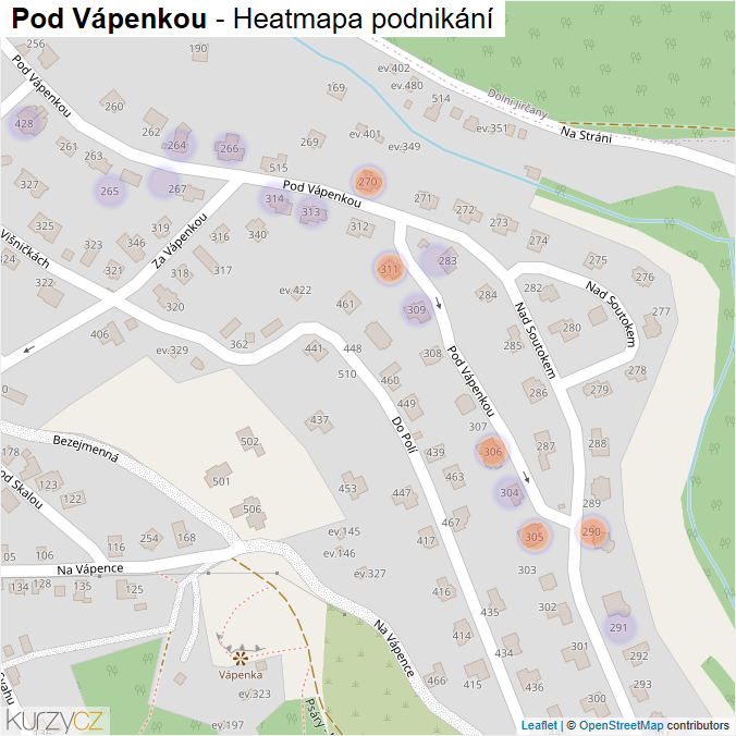 Mapa Pod Vápenkou - Firmy v ulici.