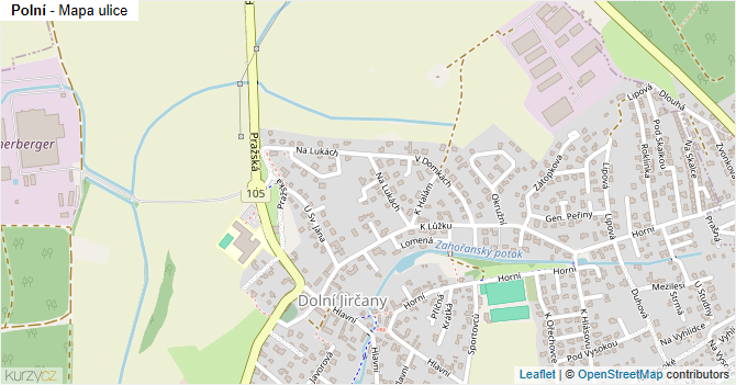 Polní - mapa ulice