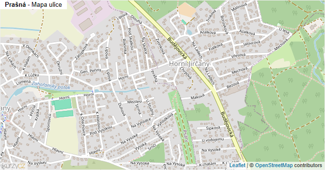Prašná - mapa ulice