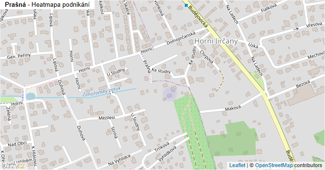 Prašná - mapa podnikání