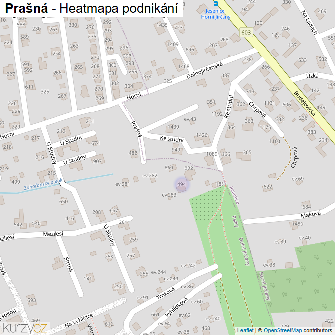 Mapa Prašná - Firmy v ulici.