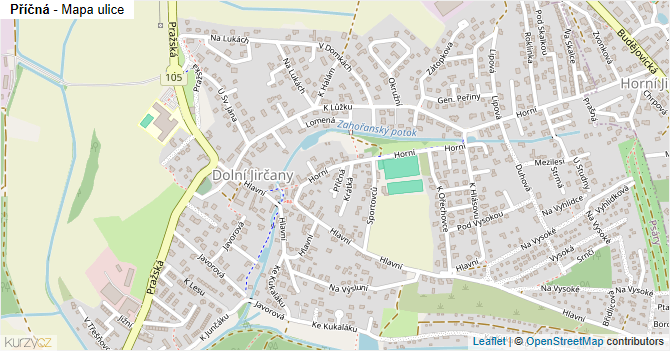 Příčná - mapa ulice