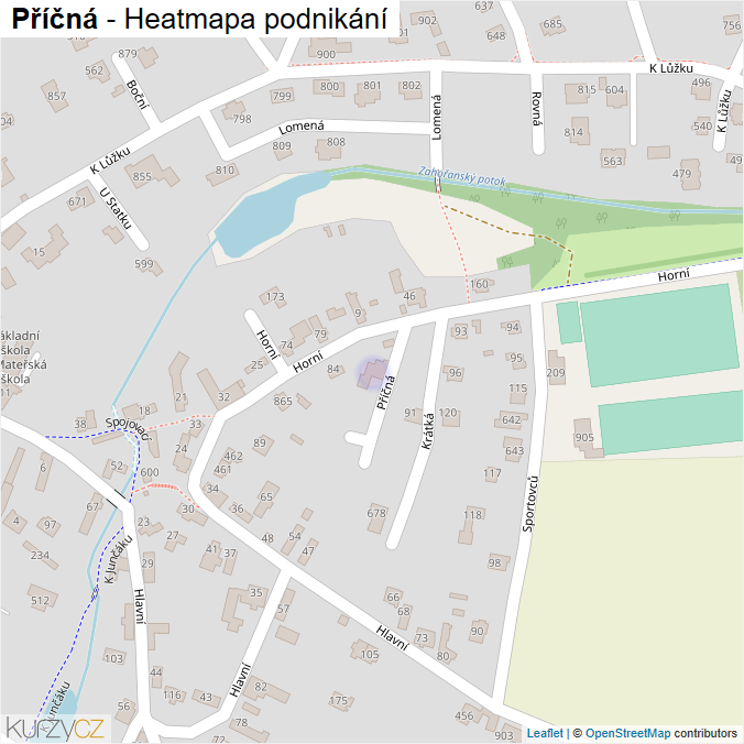 Mapa Příčná - Firmy v ulici.