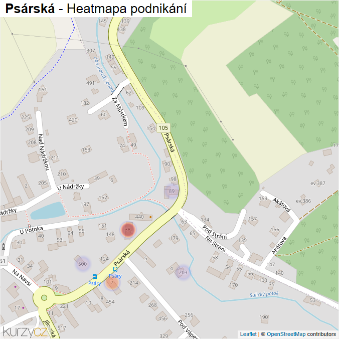 Mapa Psárská - Firmy v ulici.