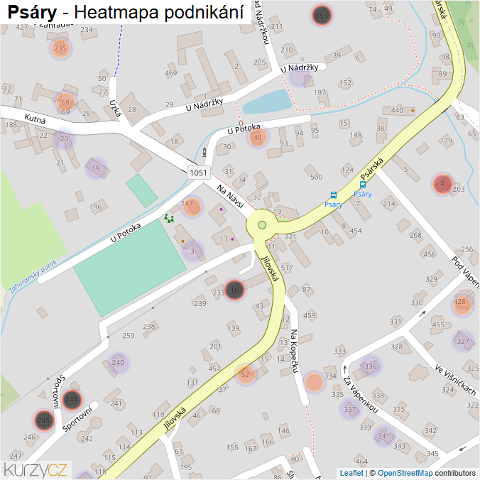 Mapa Psáry - Firmy v části obce.