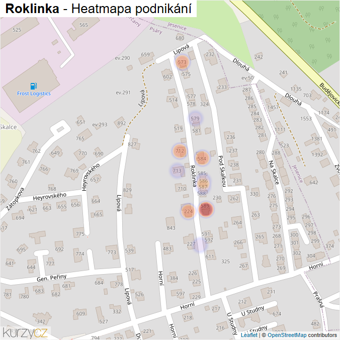 Mapa Roklinka - Firmy v ulici.