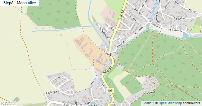 Slepá - mapa ulice