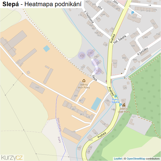 Mapa Slepá - Firmy v ulici.