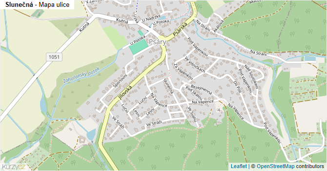 Slunečná - mapa ulice