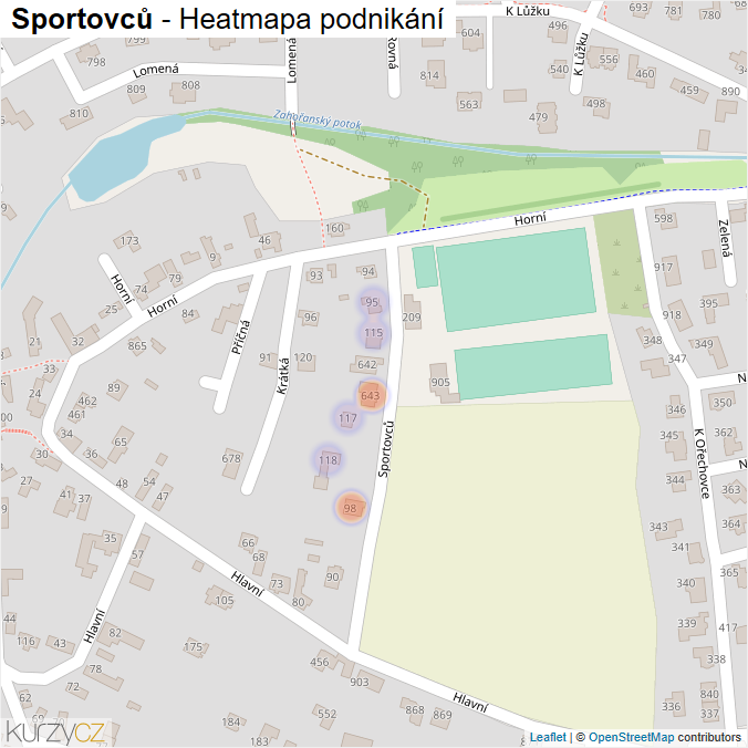 Mapa Sportovců - Firmy v ulici.