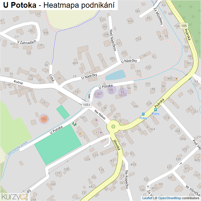 Mapa U Potoka - Firmy v ulici.