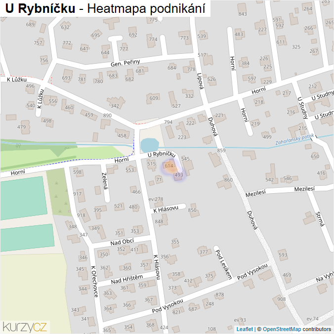 Mapa U Rybníčku - Firmy v ulici.