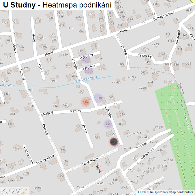 Mapa U Studny - Firmy v ulici.