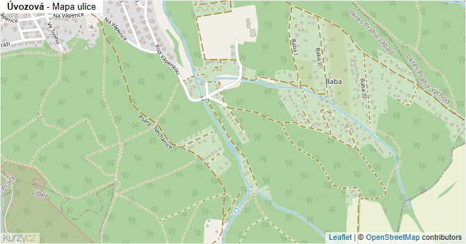 Úvozová - mapa ulice