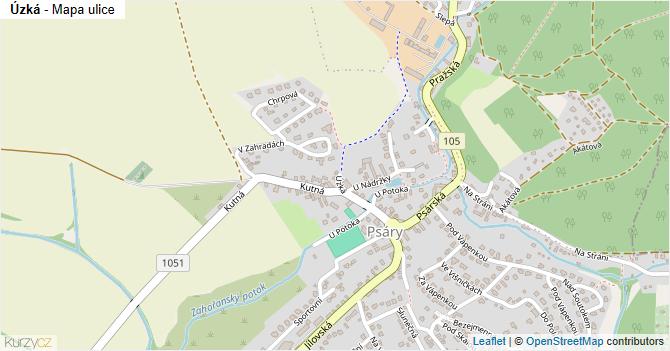 Úzká - mapa ulice