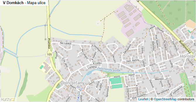 V Domkách - mapa ulice