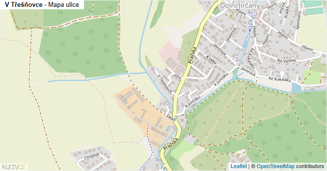 V Třešňovce - mapa ulice
